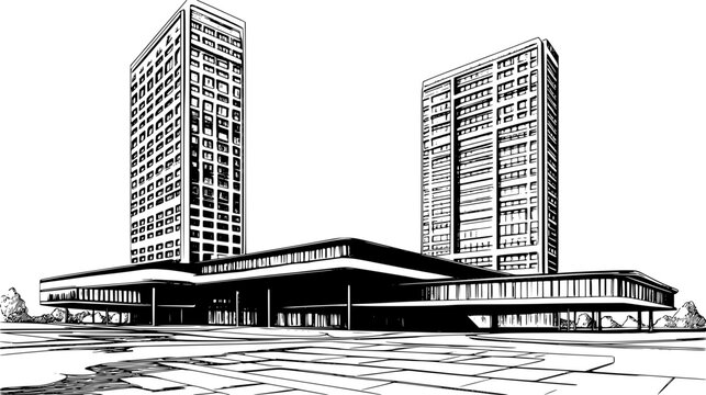 Two Modern style Convention centers designs, Modern style Convention centers vector image