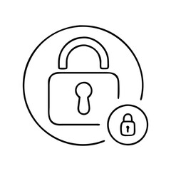 Simple Line Art Graphic of a Padlock Icon Inside a Circle with a Smaller Padlock Icon Indicating Security and Privacy