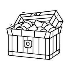 A treasure chest overflowing with gold coins and jewels a cartoon illustration