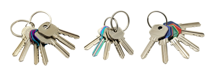 Bunch of House Keys on Rings On Transparent Background