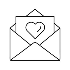 Romantic Love Letter in Envelope Graphic Design Illustration