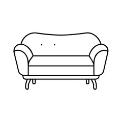 Simple Line Drawing of a Classic Mid Century Modern Sofa Couch