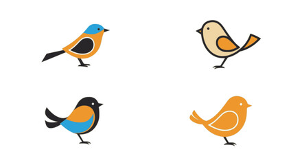 Fototapeta premium Four Adorable Bird Illustration