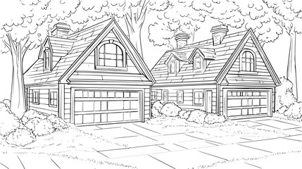 Obraz premium Two Craftsman style Post offices designs, Craftsman style Post offices vector illustration