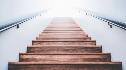 Fototapeta premium Wooden Stairs Ascending to Light