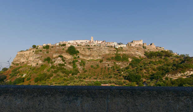 beautiful distant view of the village of santa severina in calabria