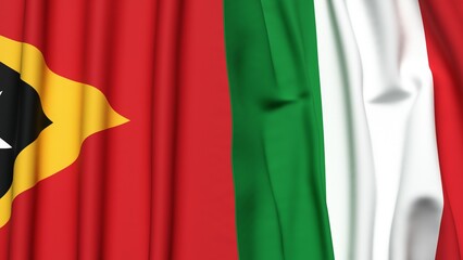 Flags of EAST TIMOR and ITALY with realistic cloth texture