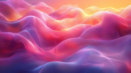 Obraz premium Vibrant Abstract Waves: A mesmerizing blend of pink and purple hues, evoking a sense of tranquility and creativity in a dreamy landscape.