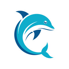 Obraz premium Minimalist Clean Dolphin Arc Shape Logo Icon 