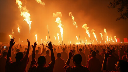 Celebrate vibrant Vesak community gatherings where collective devotion and dynamic cultural festivities create an atmosphere of unity and spiritual exuberance. in  Photo Stock  Concept  and empty spac