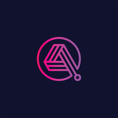 Letter AQ QA tech circle