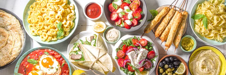 Fotobehang Mediterraans Europa Set of Mediterranean foods  © ricka_kinamoto