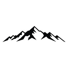 Obraz premium Mountain Skyline Line Art, Silhouette, Vector, Icon, Logo, White Background.