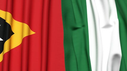 Flags of EAST TIMOR and NIGERIA with realistic cloth texture
