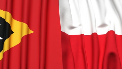 Flags of EAST TIMOR and POLAND with realistic cloth texture