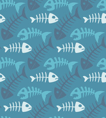 fish bone pattern blue bacgkround
