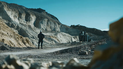 Mining engineer assessing environmental impact reports related to lithium extraction at the site. Featuring environmental assessment