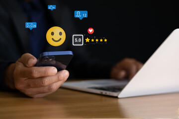 Customer satisfaction survey, experience rating, five-star rating