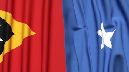 Flags of EAST TIMOR and SOMALIA with realistic cloth texture
