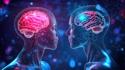 Human Brain Visualization with Abstract Neural Connections in Background