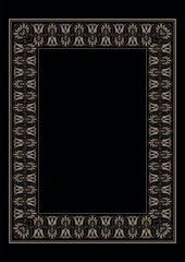 Golden rectangular Vertical Greek national ornament frame. A4 format. Frame with Greek pattern, ornament. Border Greek, Egyptian, Assyrian, Byzantine, Roman meander. Diplom, certificate, embroidery 