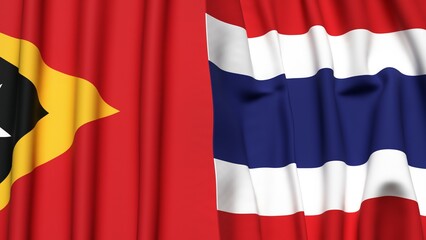 Flags of EAST TIMOR and THAILAND with realistic cloth texture