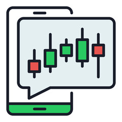 Candlestick Chart on Smartphone Screen vector colored icon or design element