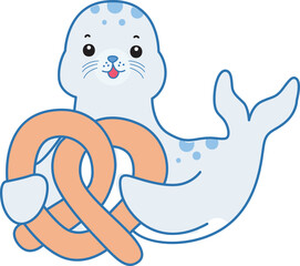 Cute Seal vector icon. Funny baby Seal animal series stock illustration. Life of fluffy Seal designs