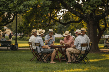 Outdoor Card Game under Shady Trees