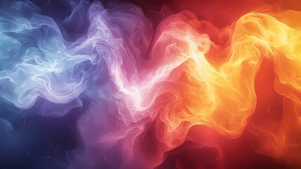 Obraz premium Vibrant abstract smoke waves in blue, purple, and orange hues, creating a dynamic visual flow perfect for backgrounds and creative projects.