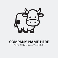 Cow illustration black and white for logo company vector image
