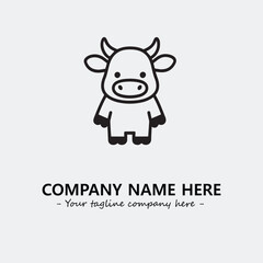 Cow illustration black and white for logo company vector image
