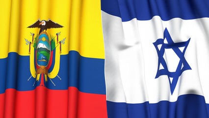 Flags of Ecuador and Israel with realistic cloth texture