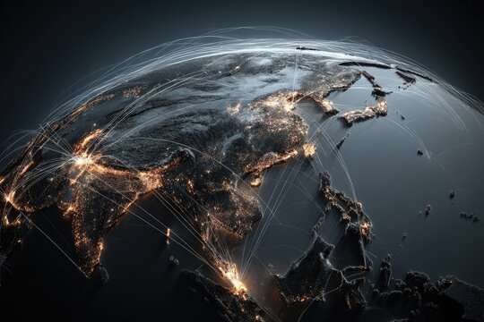 Global network of air travel routes