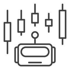 Robot and Candlestick Trading Chart vector icon or sign in thin line style