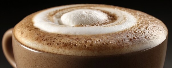 Side view of a cappuccino highlighting its rich color and creamy consistency - ceramic beverage steam