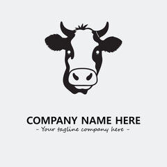 Cow illustration black and white for logo company vector image
