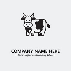 Cow illustration black and white for logo company vector image
