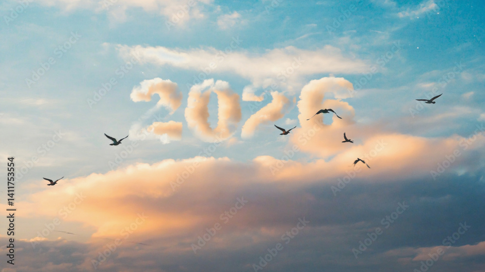 Fototapete an artistic writing style for the year 2026 with a hyper-realistic concept in various modes for your