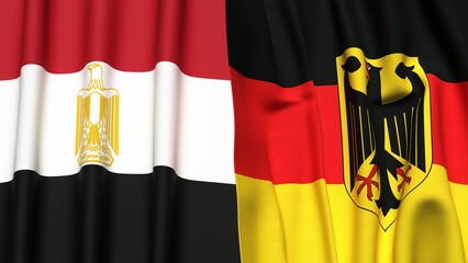 Flags of EGYPT and GERMANY with realistic cloth texture