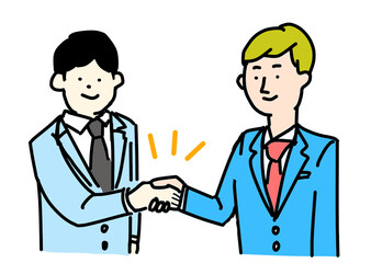 Cross-Cultural Suit Handshake Illustration
