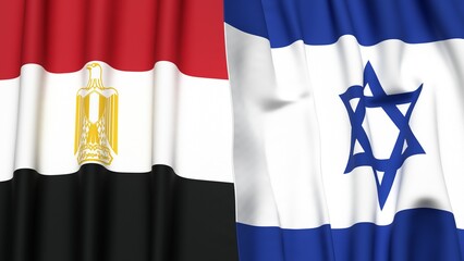 Flags of EGYPT and Israel with realistic cloth texture