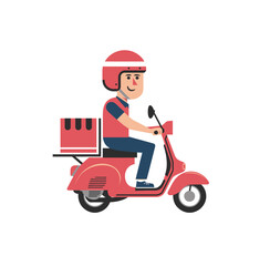 Delivery man vector illustration with white background. Pizza delivery boy. Delivery boy. Icon.