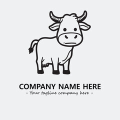 Cow illustration black and white for logo company vector image
