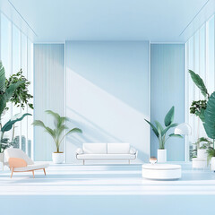 Modern Minimalist Interior with Bright Space and Green Plants
