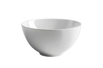 A sleek white ceramic bowl shines softly, poised elegantly on a minimalist surface, capturing the essence of simplicity and modern design isolated on transparent background