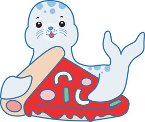 Cute Seal vector icon. Funny baby Seal animal series stock illustration. Life of fluffy Seal designs