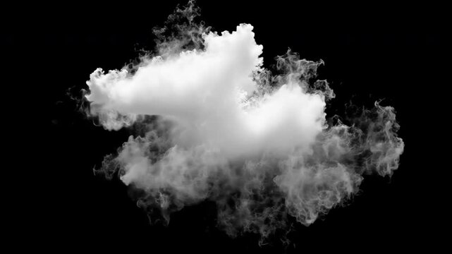 White cloud animated overlay, transparent 4K video, alpha channel, ProRes 4444