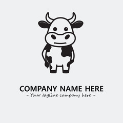 Cow illustration black and white for logo company vector image
