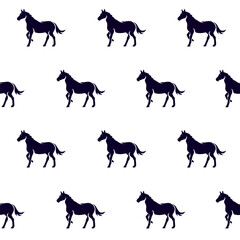 vector illustration seamless pattern of horse silhouette